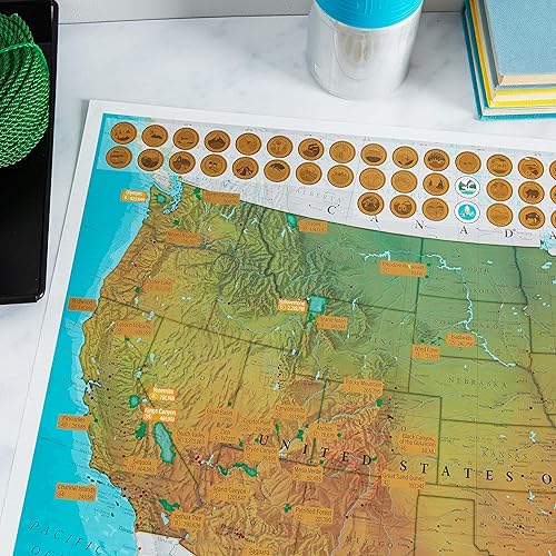 Miniatura 4 de Póster de mapa de parques nacionales de EE. UU., regalo ideal para amantes o exploradores al aire libre, 17 x 22 pulgadas Maps International