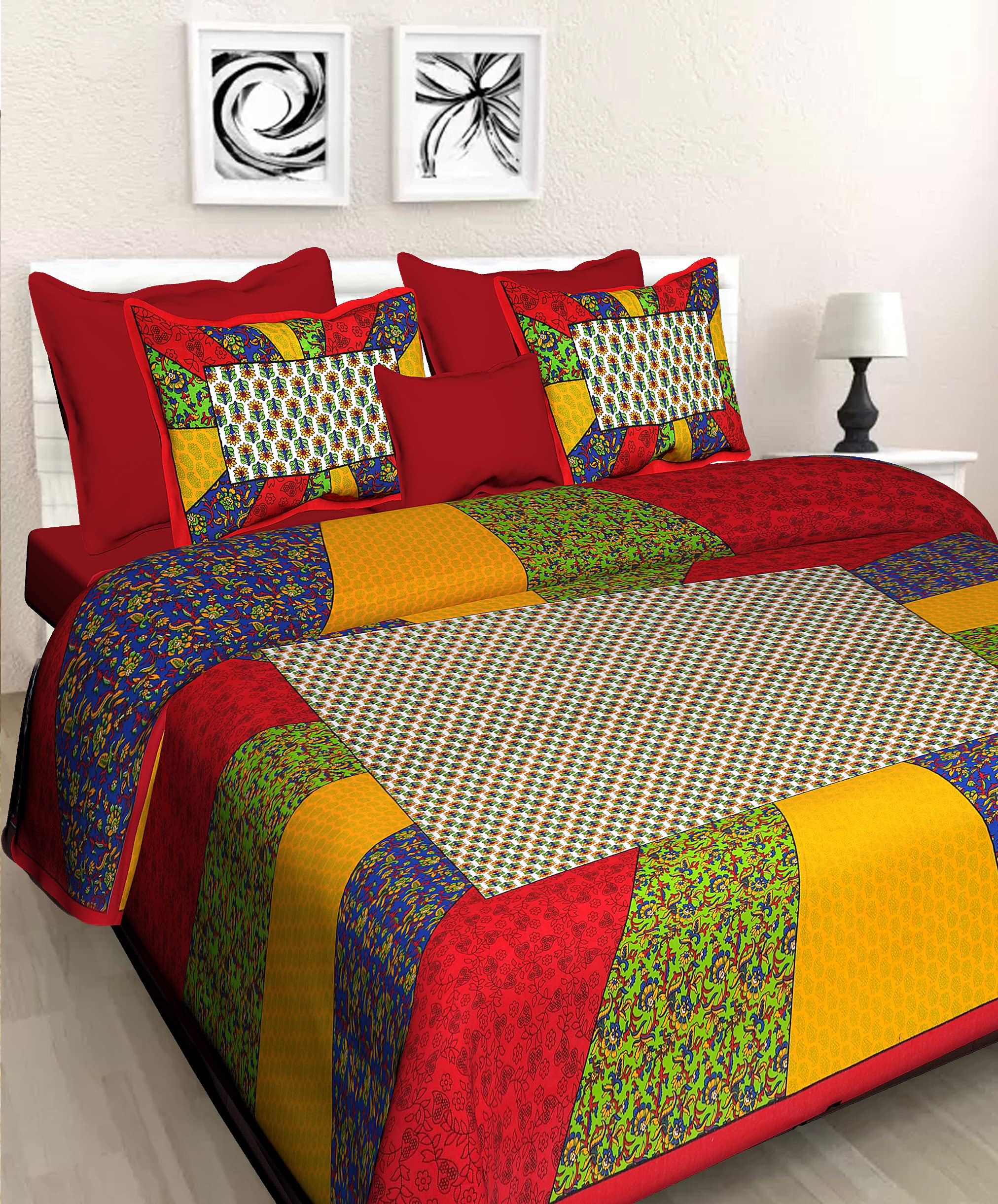 Cotton Double Bedsheet for Double King Size Bedsheet with 2 Pillow Covers - Multi-Colors86 (B0DFTWCHGW) Amazon Price History, Amazon Price Tracker