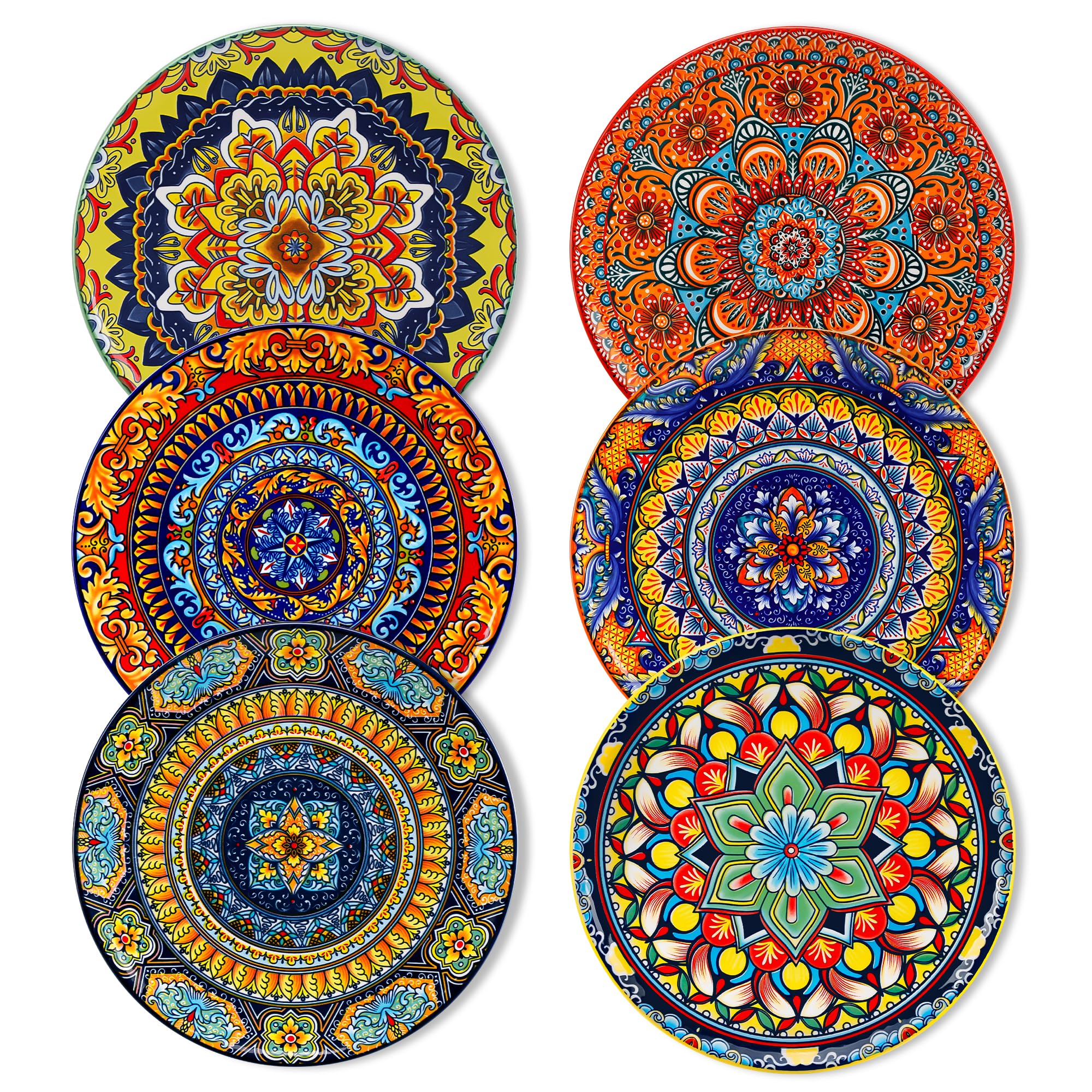 Porzellan Geschirrset 6 Personen 18-teiliges, vancasso Geschirr Set mit Speiseteller, Dessertteller und Schalen, Boho Tafelservice 6 Personen, Geschirrsets Serie KRVI