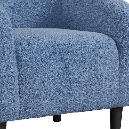 Miniatura 5 de Topeakmart Silla de barril, silla de acento de sherpa suave, silla auxiliar de club, estilo moderno, asiento profundo, sillón de barril para sala de
