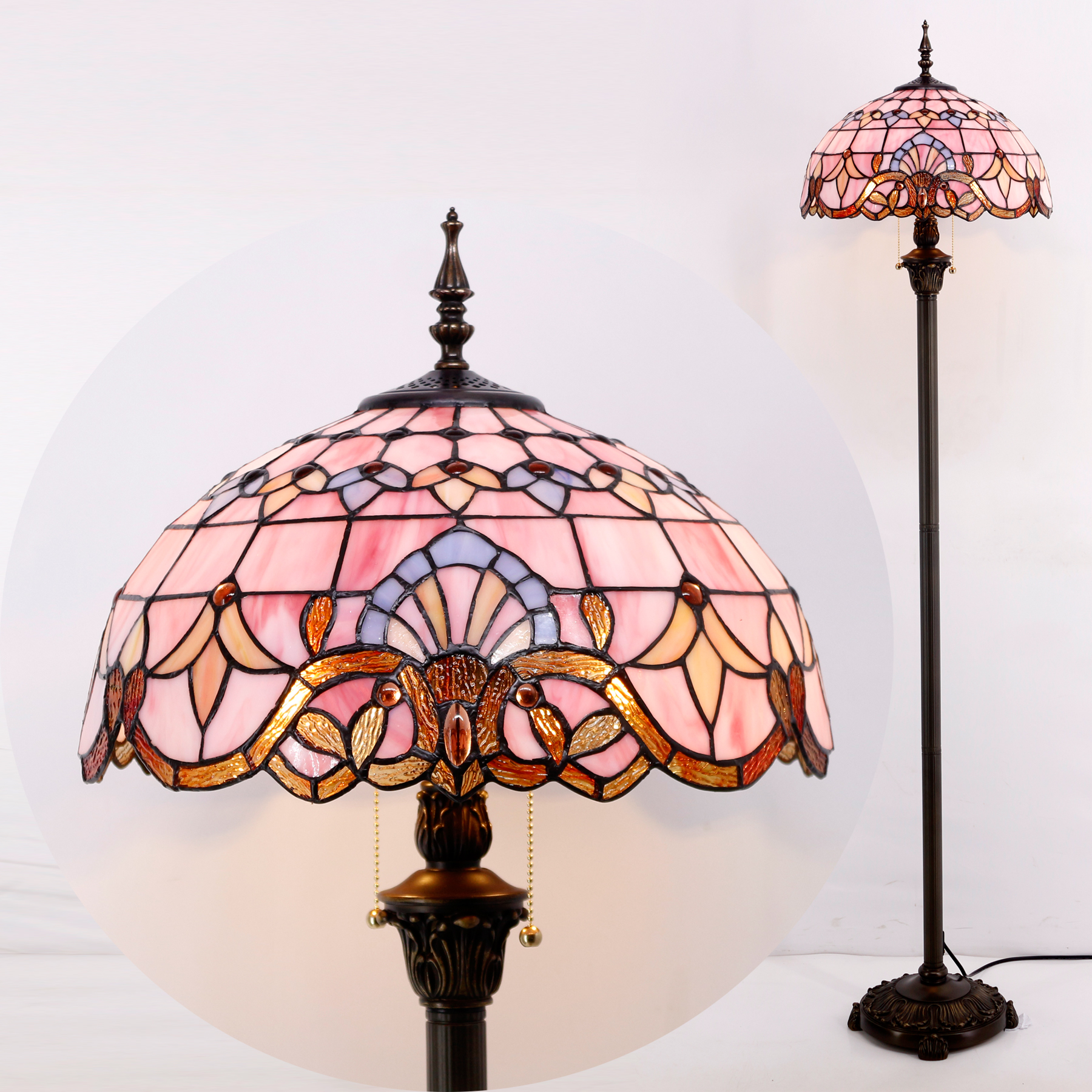 フロアスタンド BIG lamp shade Antique Flower leaf BIG lamp shade Antique Flower leaf