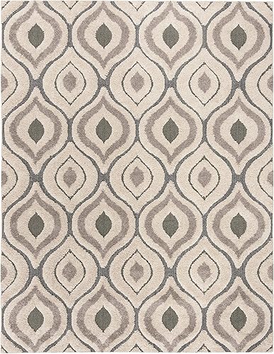 Miniatura 2 de SAFAVIEH Colección Florida Shag SG461 - Alfombra moderna Ogee de 8 x 10 pies, color crema y azul claro, no desprende pelusa, para sala de estar,