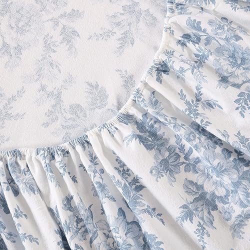 Miniatura 7 de Laura Ashley Home - Sábanas King, juego de ropa de cama de franela de algodón, cepillado para mayor suavidad y comodidad (Vanessa, King)