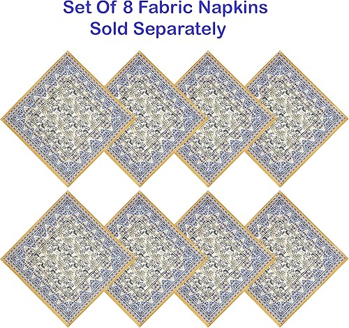 Miniatura 3 de Home Bargains Plus Manteles individuales rectangulares de tela, juego de 4 manteles individuales, estampado floral amarillo y azul, para interiores