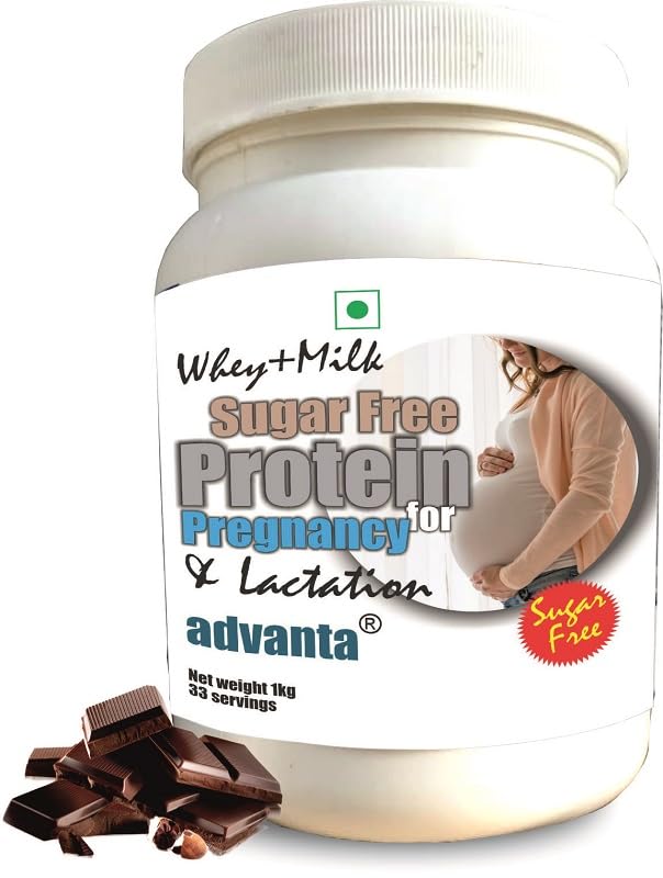 Image of Advanta Sugar Free Whey Protein Powder for Pregnant Women for Pregnancy & Breastfeeding Mothers - 1 KG Chocolate