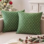 MIULEE Pack of 2 Decorative Burlap Linen Throw Pillow Covers Modern Farmhouse Pillowcase Rustic Woven Textured Cushion Cover for Sofa Couch Bed 18x18 Inch Olive Green