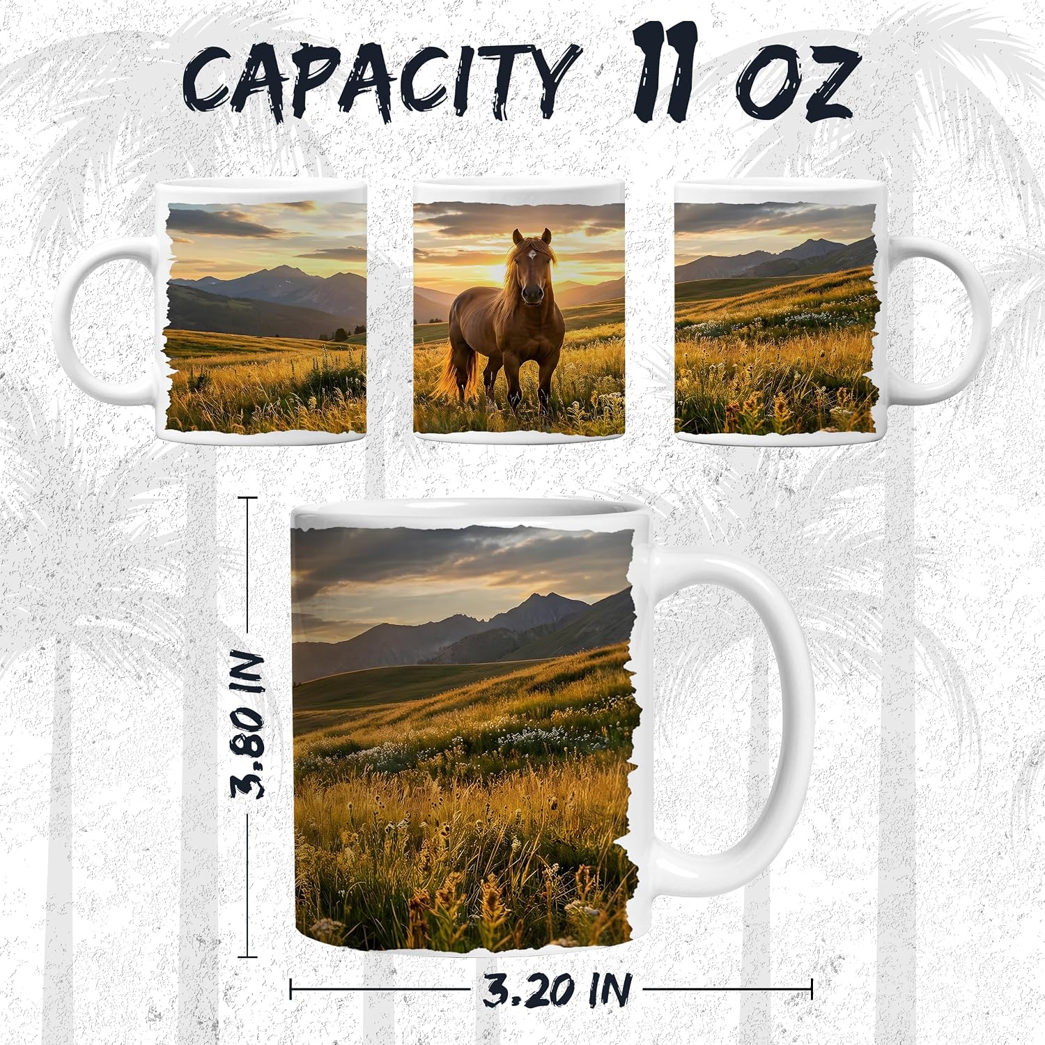 Horse Vinyl Fridge Magnet 4in 2-Pack & Mug 11oz Matching Bundle Gift Set image 3