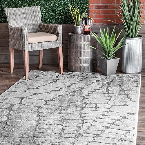 nuLOOM Jaycee - Alfombra texturizada Stone para interiores y exteriores, 4 x 6 pies, color gris