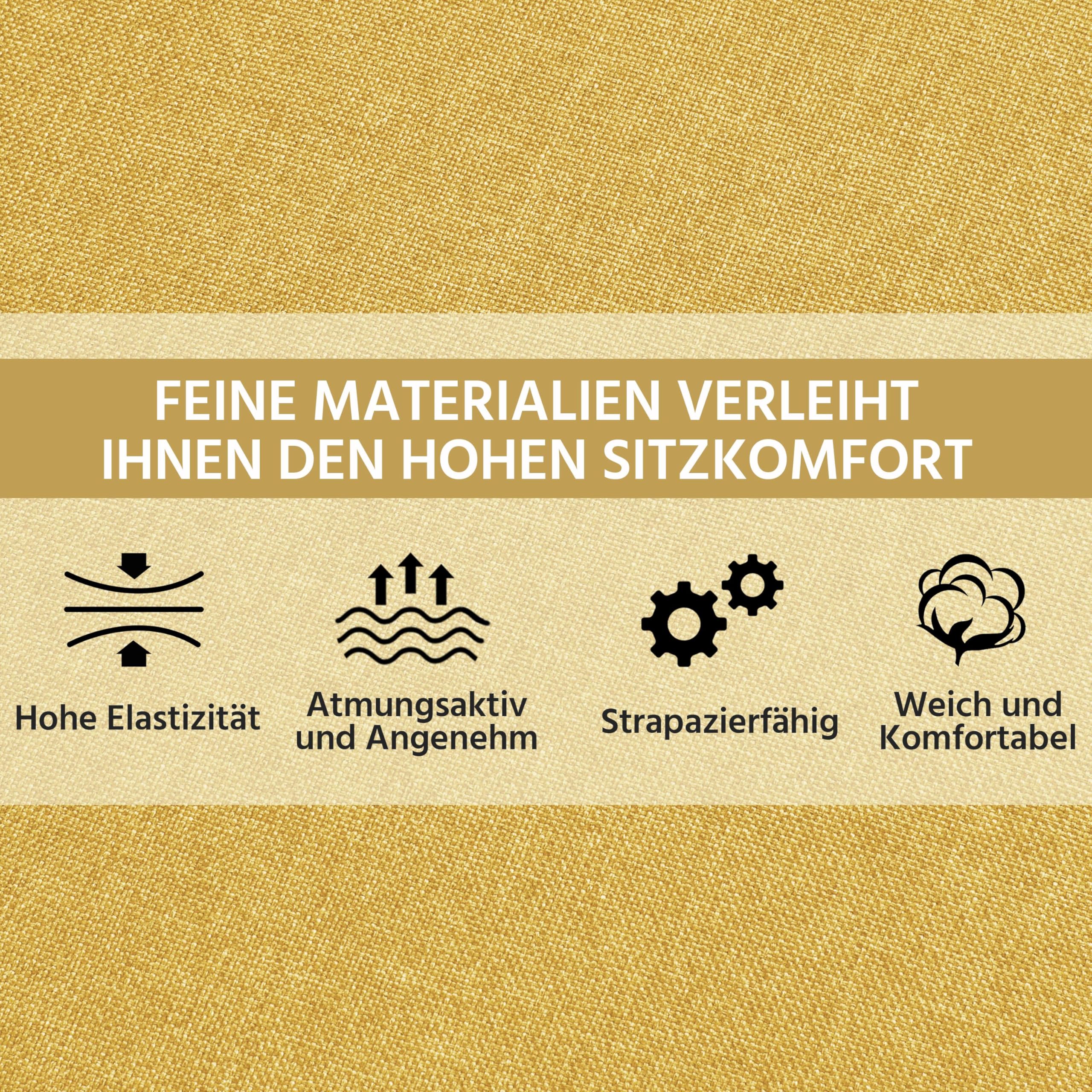 Yaheetech Ohrensessel modern Holzbeine Sessel Polstersessel Fernsehsessel mit Armlehnen Einzelsofa Sitzkomfort Gelb