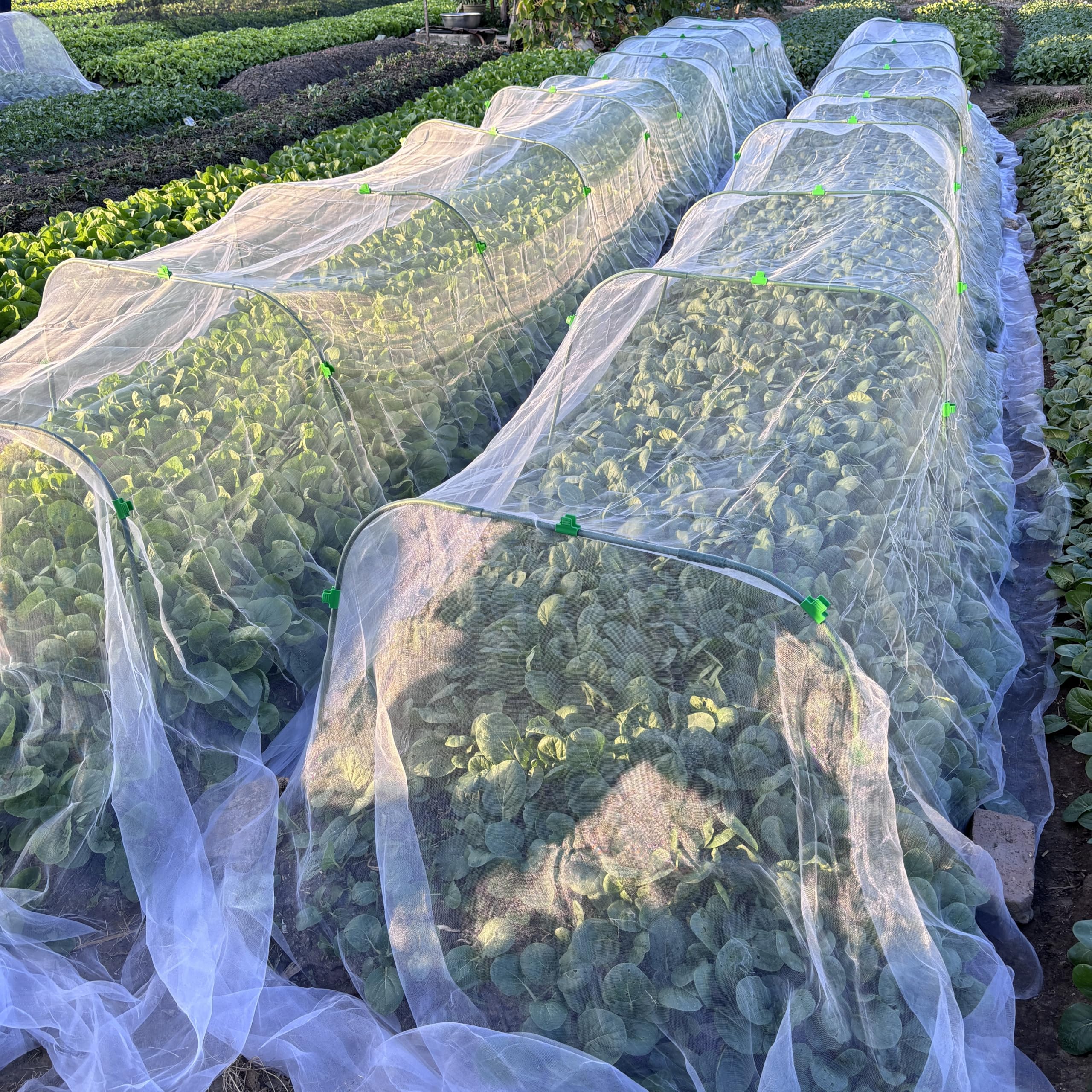 8 Sets 82x105cm Gartenbögen für Netze mit 24 Clips,Rostfreie,Abnehmbare Pfähle,Anzuchttunnelbogen für Gewächshausbögen,Gartennetzrahmen,PflanzeNstützrahmen für Grünpflanzen Gemüse