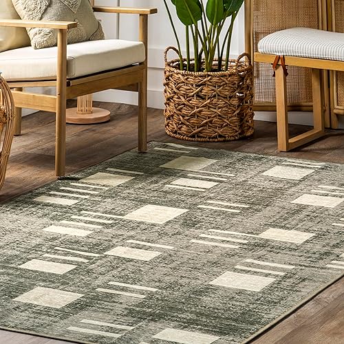 Miniatura 9 de nuLOOM Taja - Alfombra geométrica de transición lavable a máquina, 4 x 6, gris