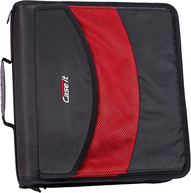Case-it The Dual 2-in-1 Zipper Binder - Two 1.5 Inch D-Rings - Includes Pencil Pouch - Multiple Pockets - 600 Sheet Capacity - Comes with Shoulder Strap - Black Dual-121-A