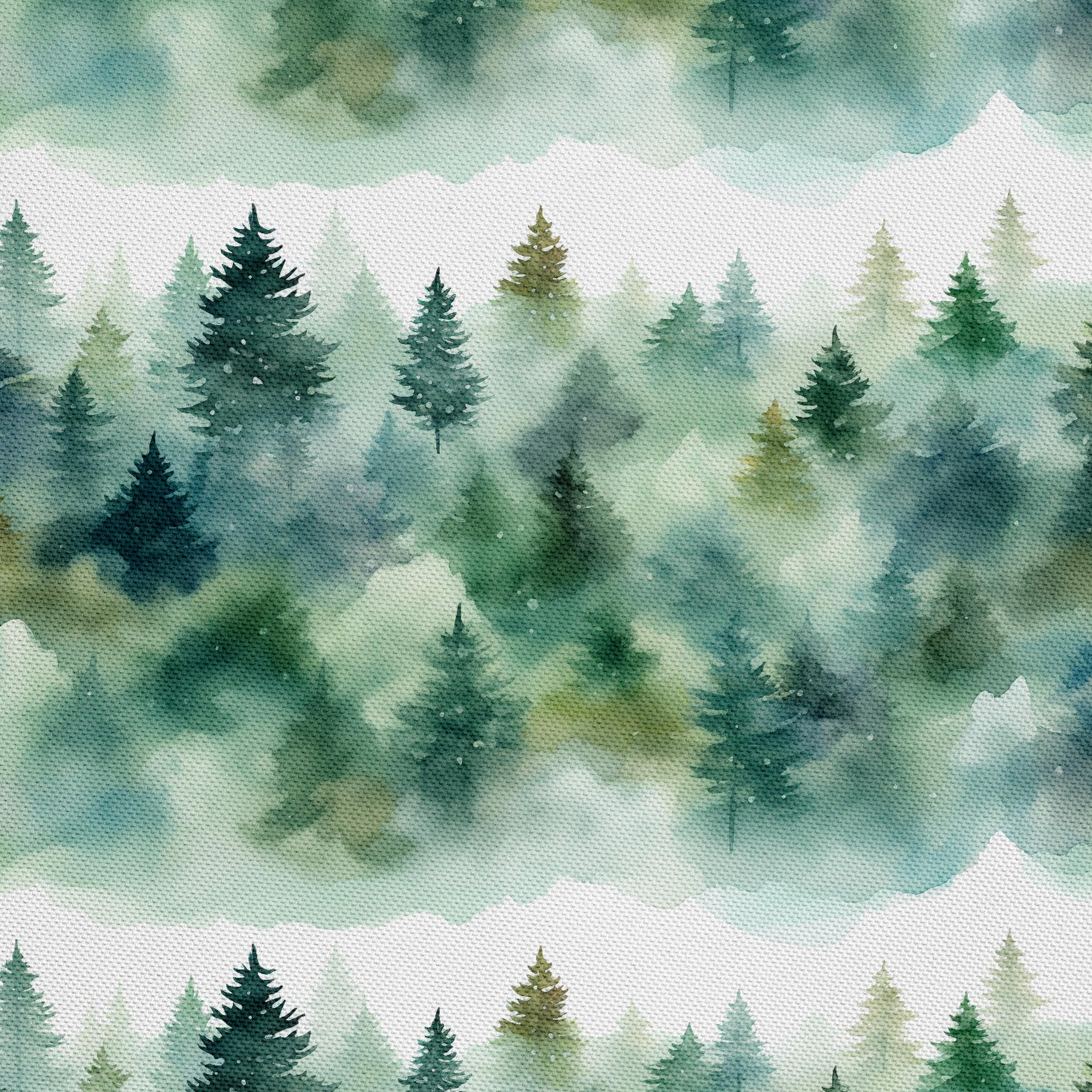 HEKO PANELS Stoff Oxford Wasserdichte Meterware Canvas-Stoff Polyester Nähstoff Dekostoffe Handwerken Wasserabweisend Blickdicht Wald Landschaft Aquarell Wasserfarbe 5 Meter 155 x 500 cm DX2049