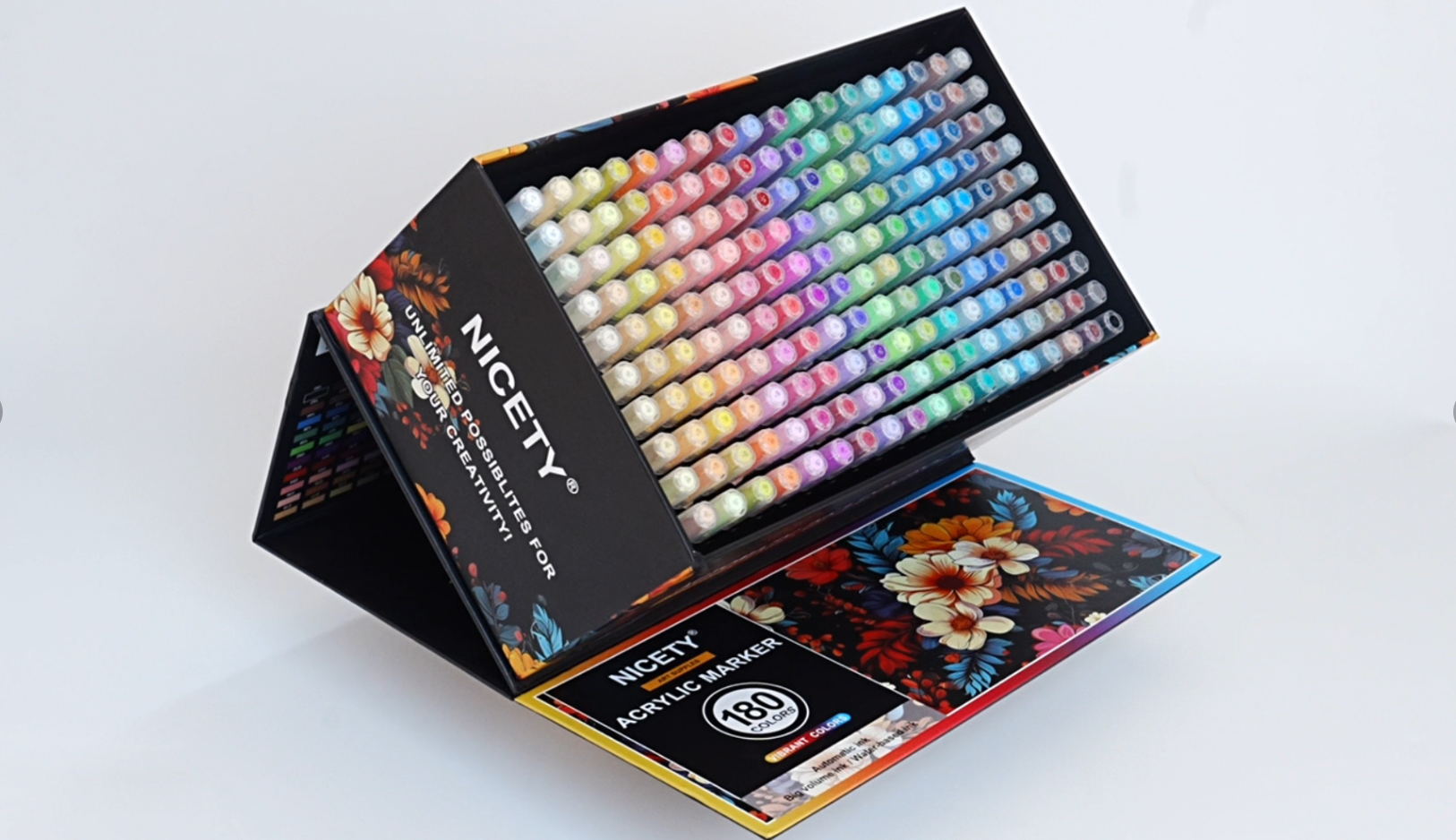 NICETY 180 Colors Acrylic pens - Brush Markers for Painting on