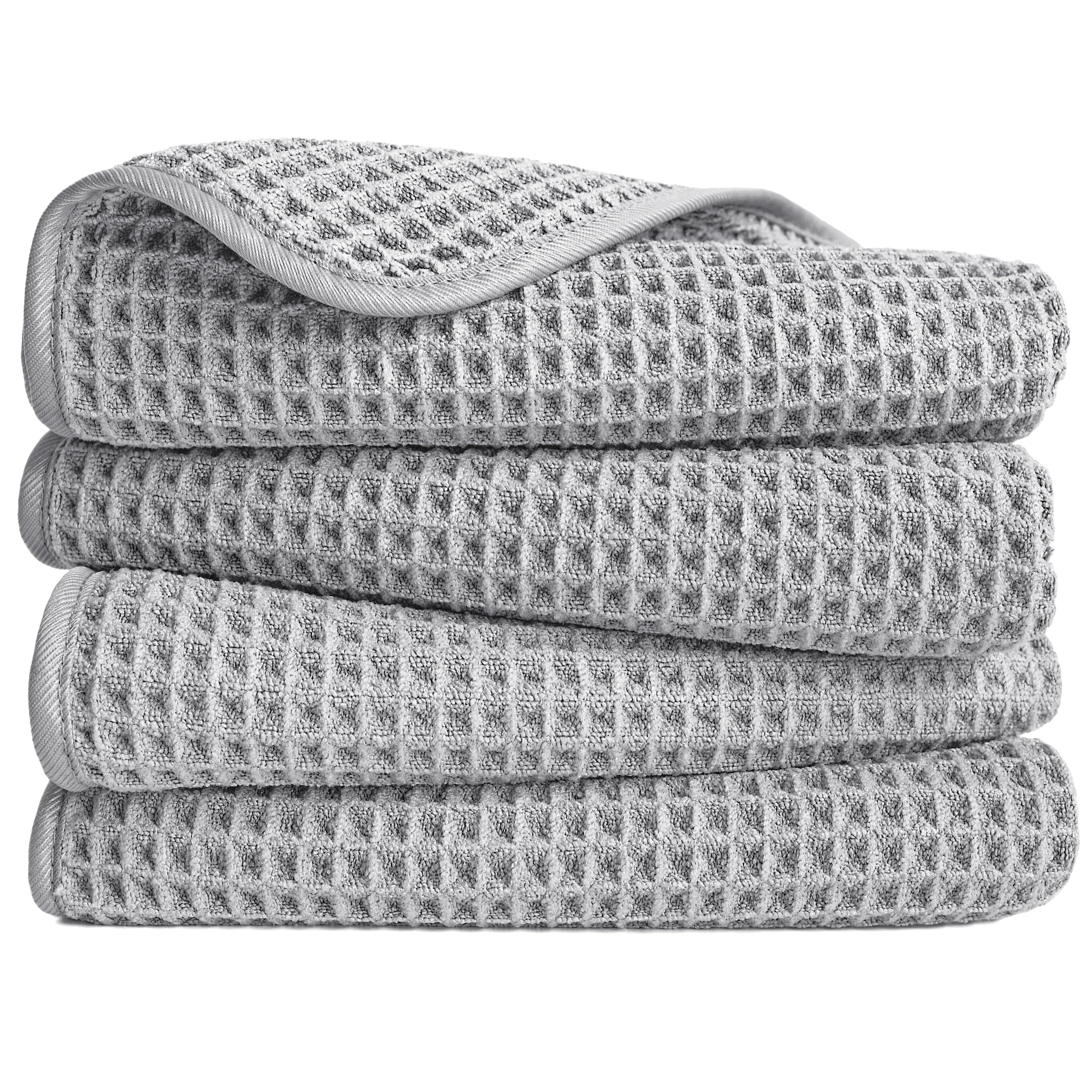 POLYTE 430 gsm Microfibre Lint Free Hand Towel, 40 x 76 cm, 4 Pack (Waffle Weave)