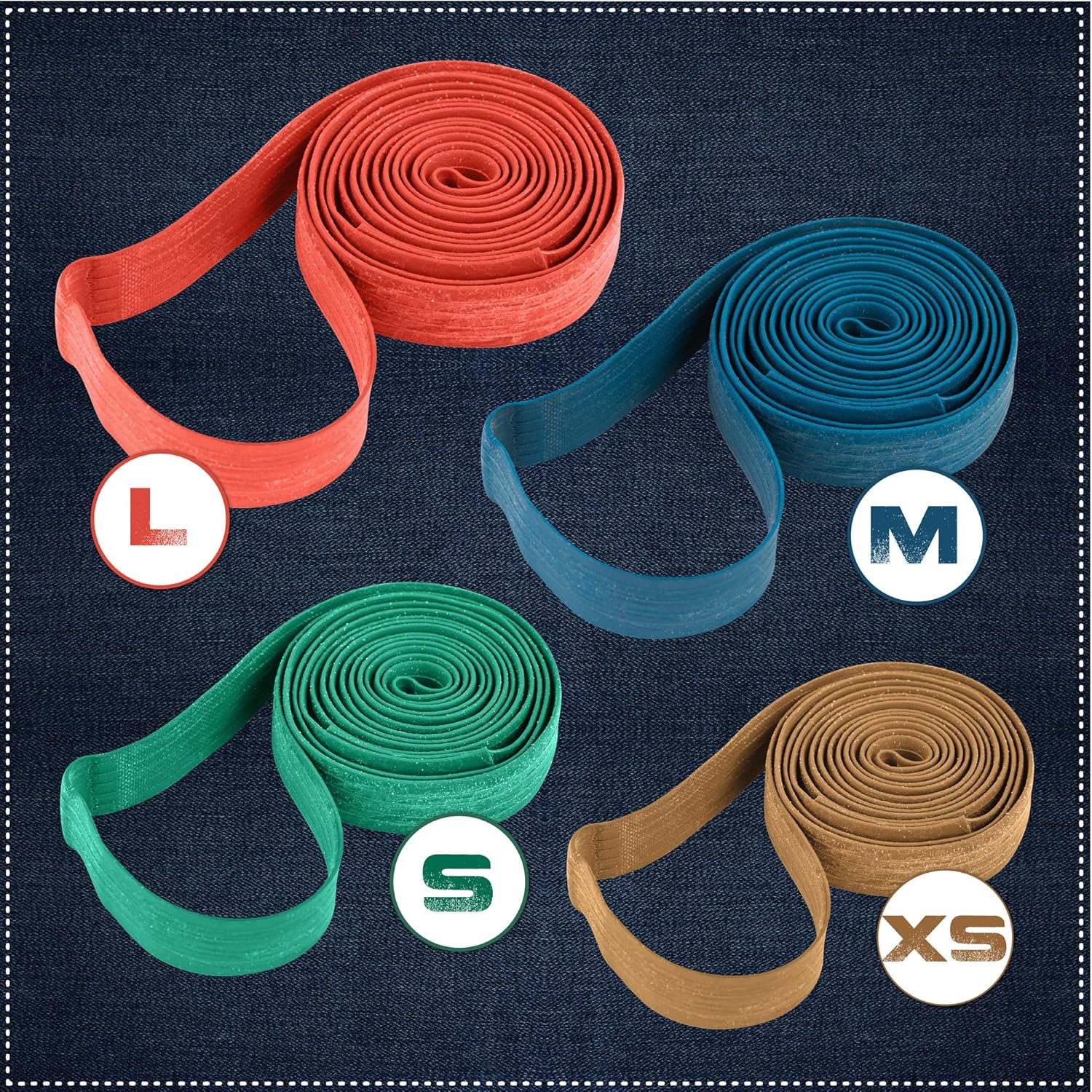 kitchentoolz 48 Pack Mover Bands – Extra Large Rubber Bands for Furniture & Moving Blankets – Heavy-Duty Stretch Bands in 4 Sizes (25", 30", 36", 42")