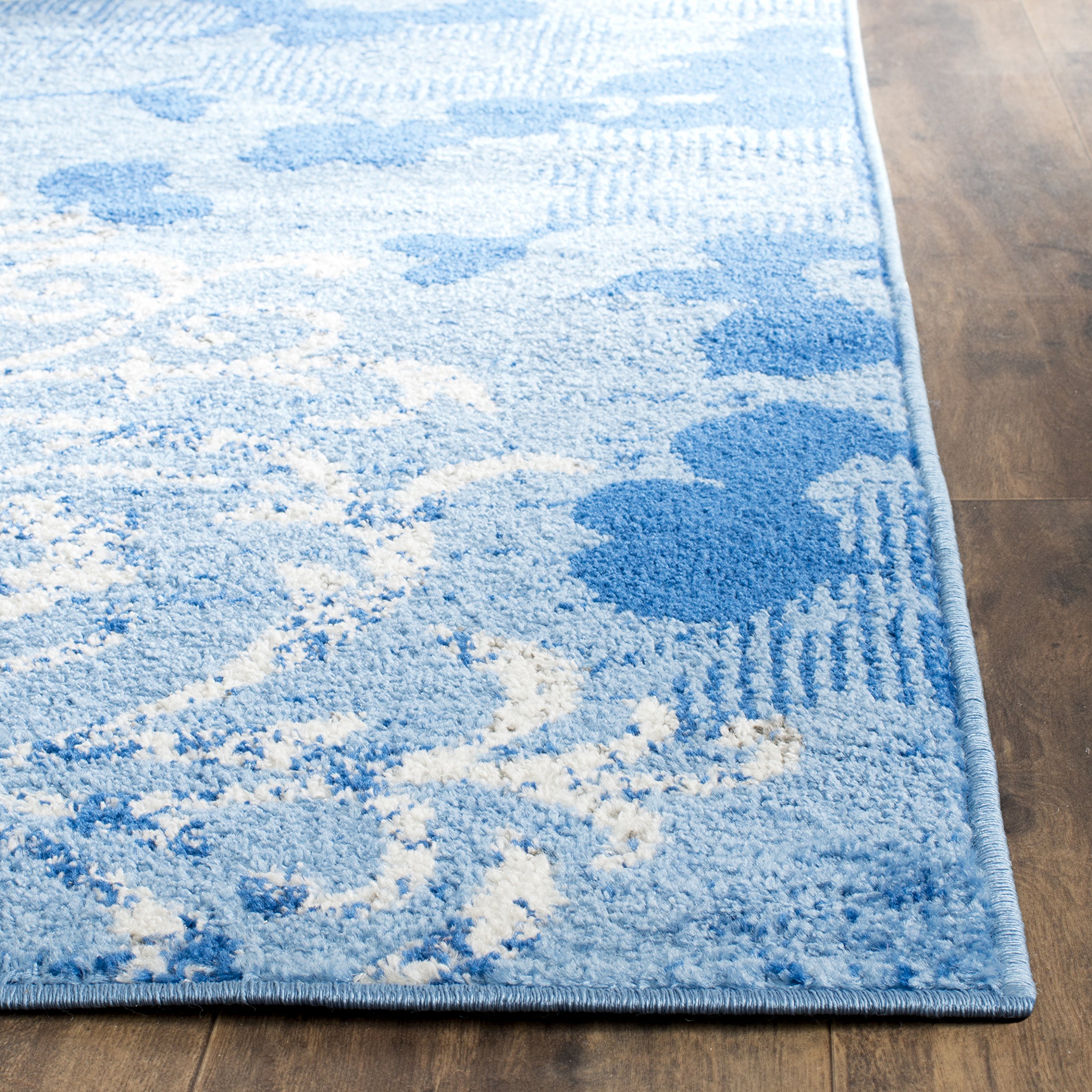 Safavieh Floral Glam Damask Indoor Woven Rectangle Area Rug, Adirondack Collection, ADR114, in Light Blue / Dark Blue - Image 3