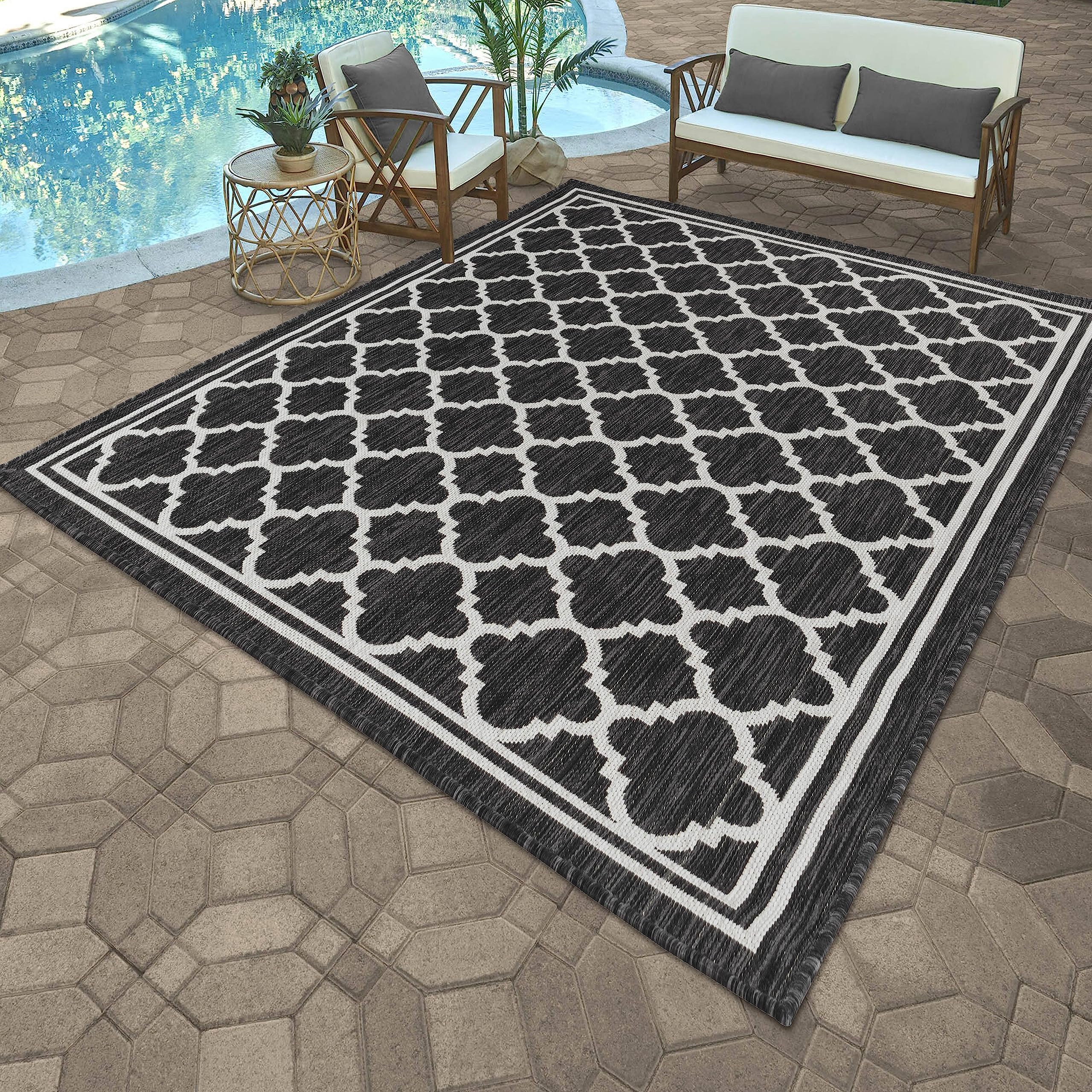 Rugs4Sale Flatweave Indoor/Outdoor Area Rugs modern design for space,garden,living room, bedroom, or conservatory. This versatile and great addition to your home décor.(160x230cm Trellis Design)