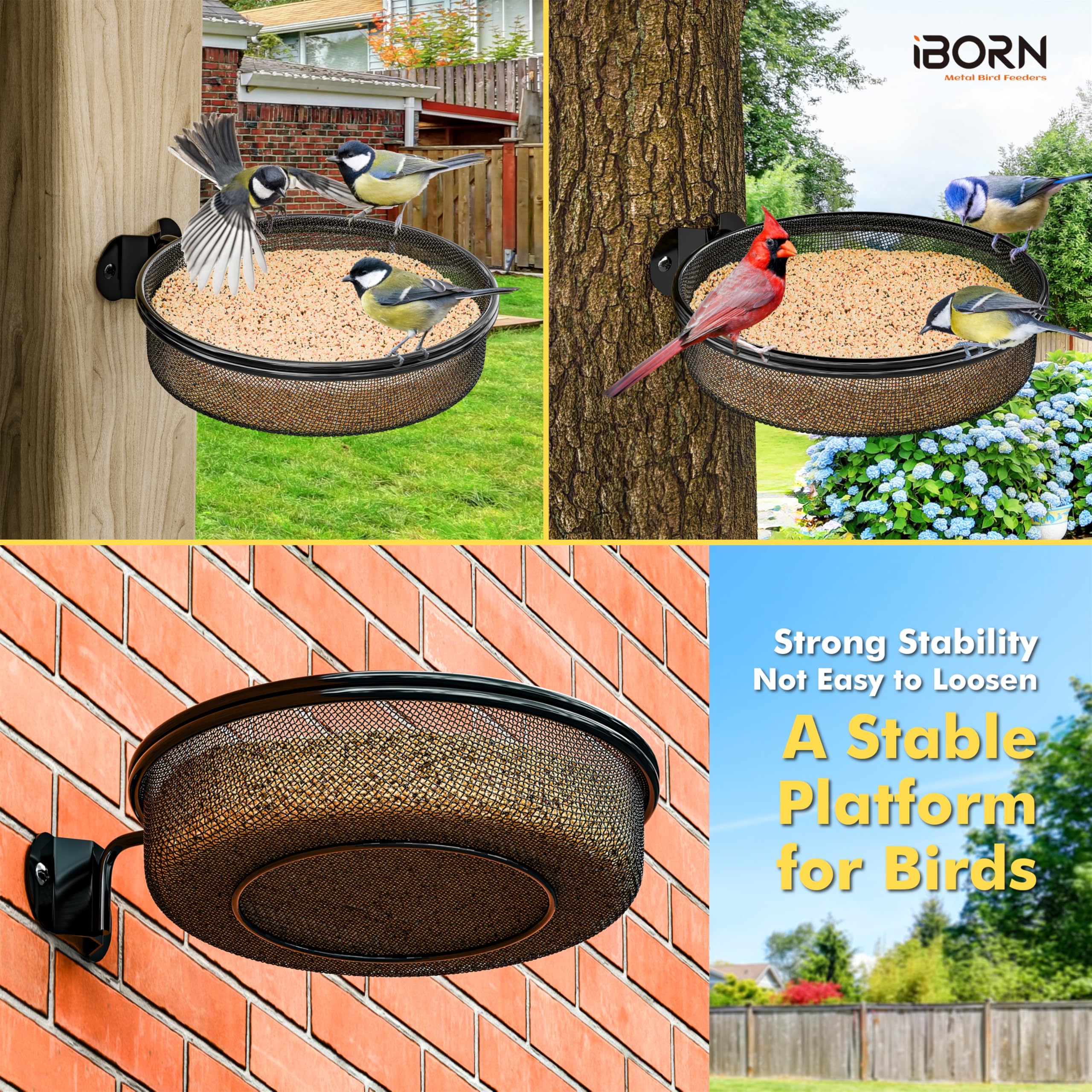 Snapklik.com : iBorn Wall Mounted Bird Feeder Tray & Water Tray, 7.3