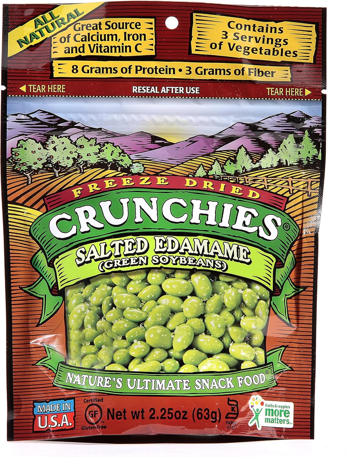 Crunchies FreezeDried Snack, Salted Edamame (Green