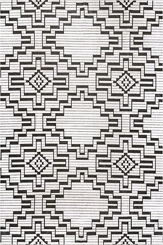 Miniatura 3 de nuLOOM Tashia - Alfombra geométrica moderna lavable a máquina, ultrafina, 8 x 10 pies, color carbón