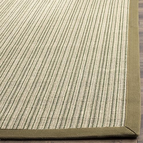 Miniatura 3 de SAFAVIEH Natural Fiber Collection NF442A - Alfombra de pasillo de 2 x 8 pies, verde y verde, diseño de sisal a rayas, fácil cuidado, ideal para