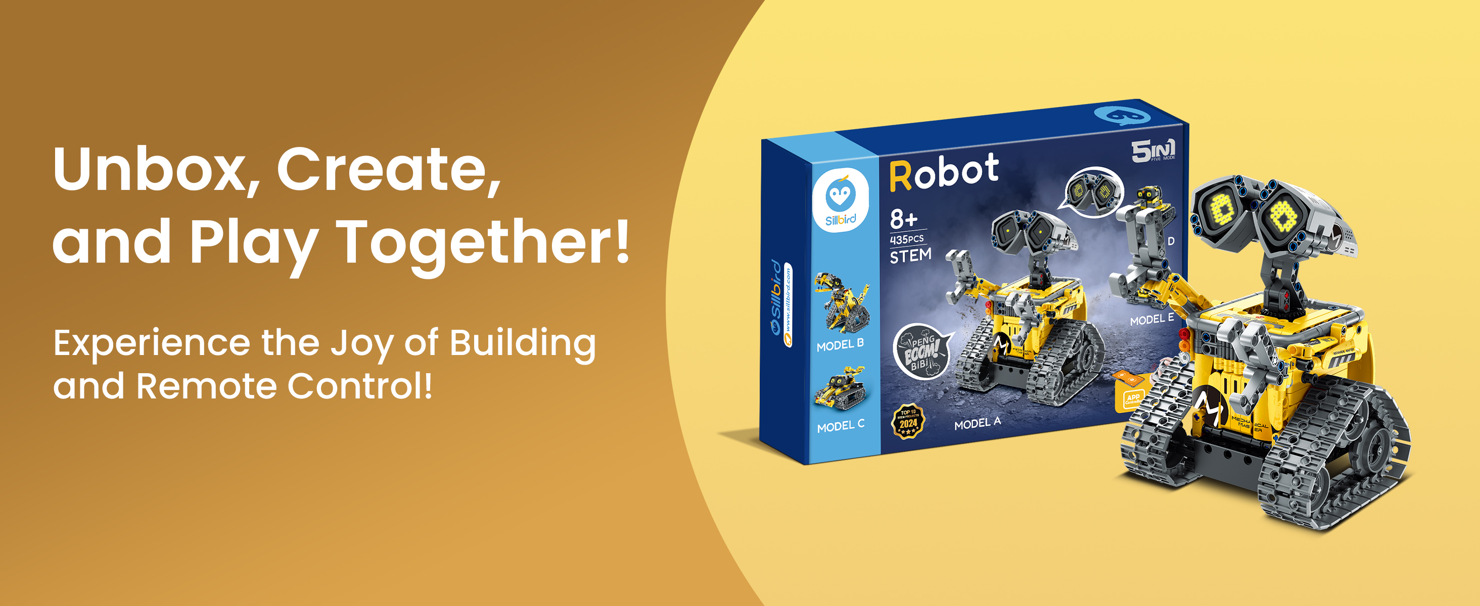 Sillbird Robot à Construire 3 En 1 – Télécommande + APP – 468 Pièces – Dès 8 Ans