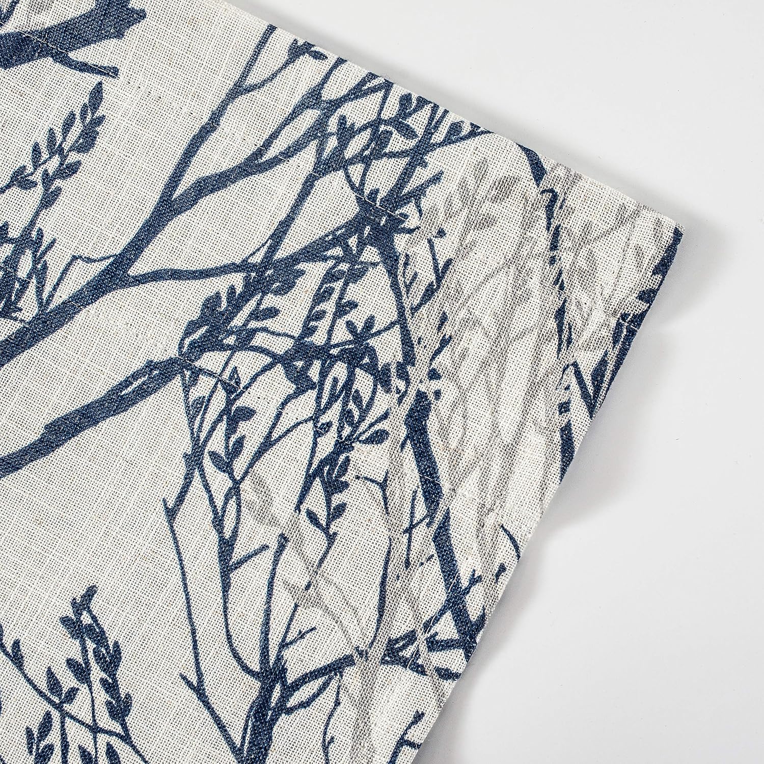 DriftAway Tree Branch Linen Blend Abstract Ink Printing Lined Thermal Insulated Window Curtain Valance Rod Pocket 52 Inch by 14 Inch Plus 2 Inch Header Blue