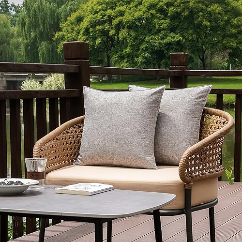 Miniatura 2 de NiNi ALL - Juego de 2 fundas de almohada impermeables para exteriores, decorativas, para casa de campo, jardín, patio, tienda de campaña, sofá, de