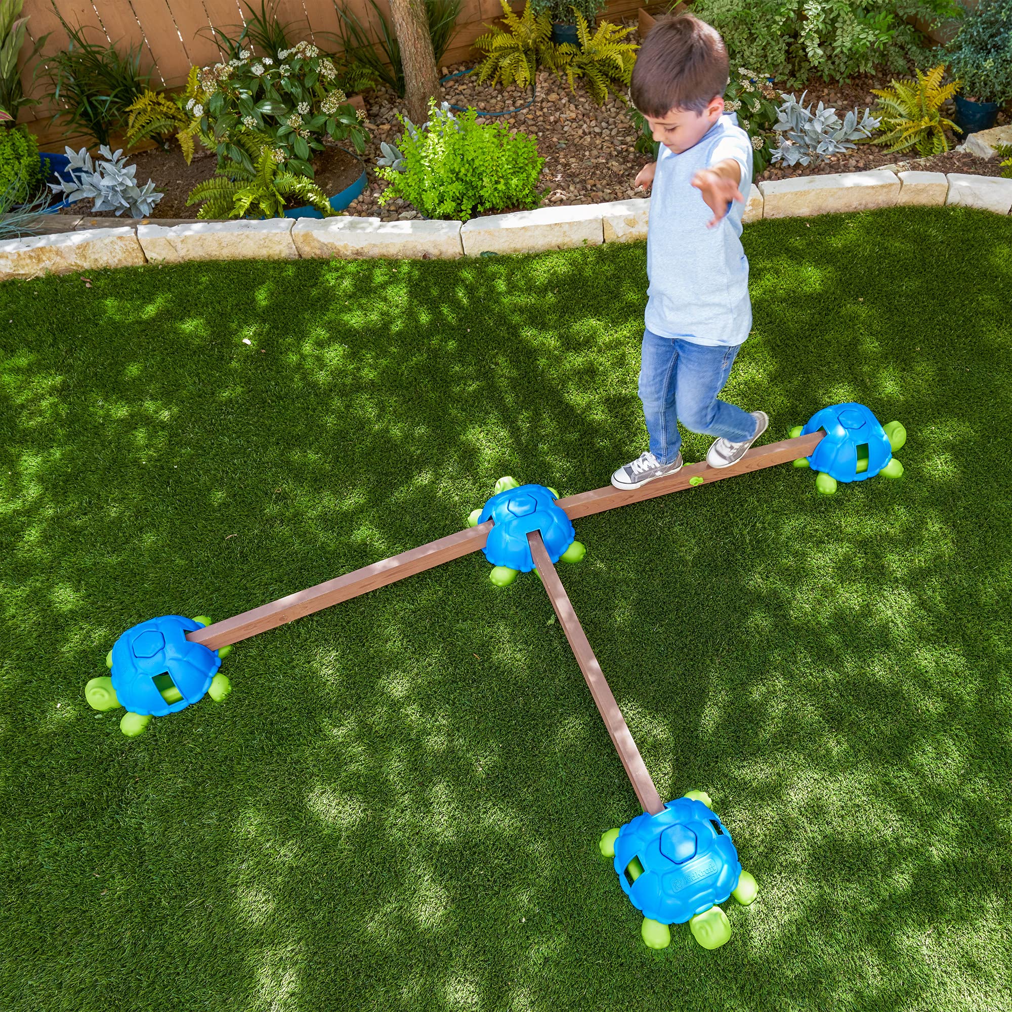 KidKraft Tortuga Barra de Equilibrio de Madera y piedrecita en Forma de Tortugas chillonas, Parque Infantil Exterior y Interior, Juguetes niños 2+ años (20080)
