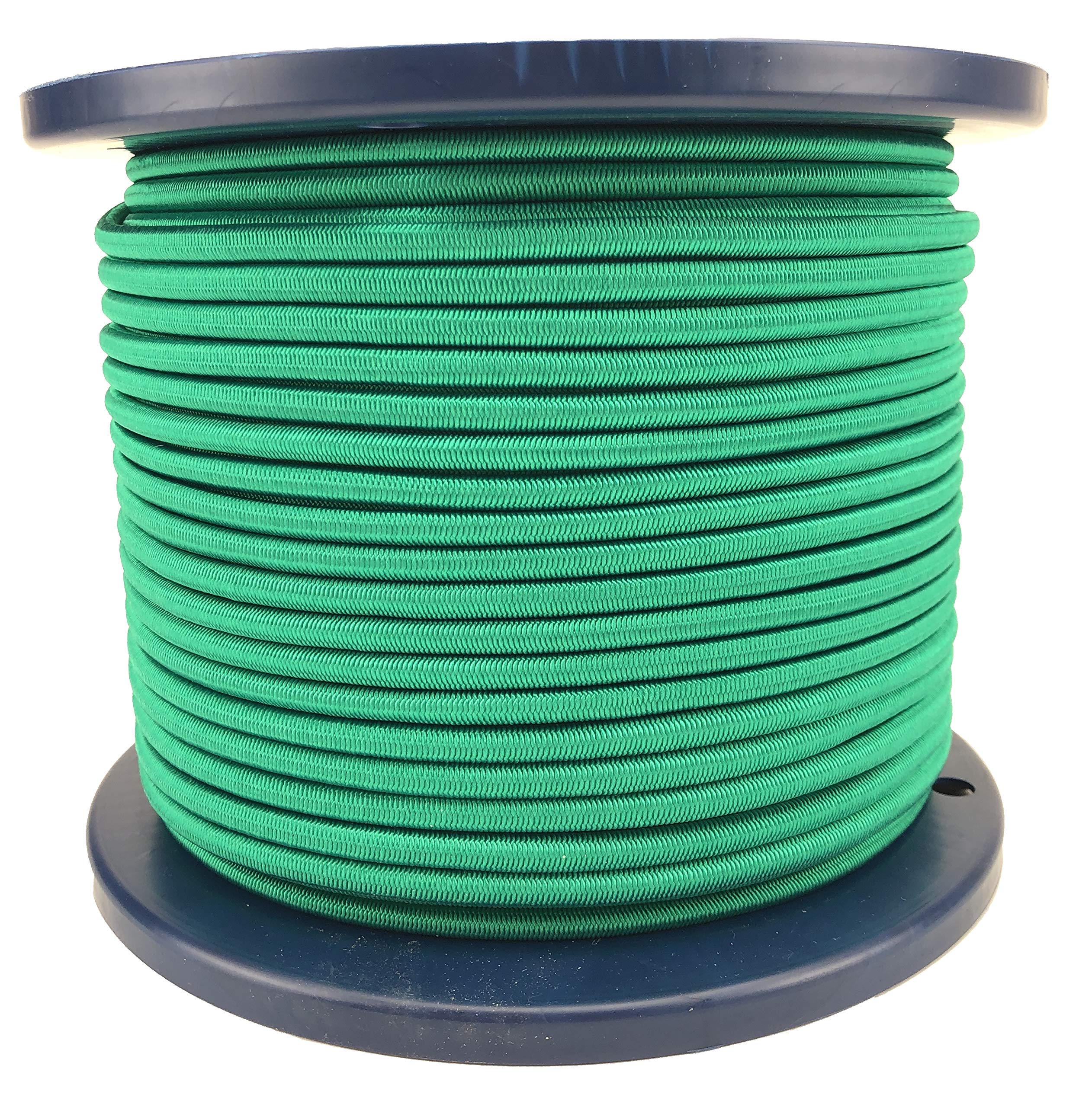 Ropeservices Uk Green 4Mm Emerald Elastic Shock Cord X 100 Metre Reel, Bungee Rope Cord Tie Down Strong Elastic