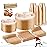 WELLIFE 450 PCS Gold Glitter Disposable Dinnerware Set for 75 Guests, Plastic Plates for Party, Including 75 Dinner & Salad Plates, Cups, Forks Knives Spoons for Wedding and Party Supplies