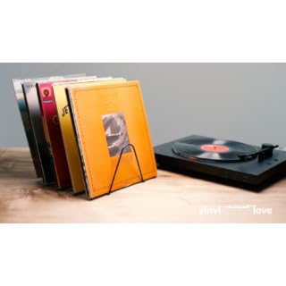 Rangement/ Étagère vinyle pour 75 vinyles | Métal noir mat | Accessoire vinyle | Porte-dépliants | Support à disques Magazines Livres | Déco - Les Beatles, Paul McCartney, John Lennon, RIngo Starr, George Harrison