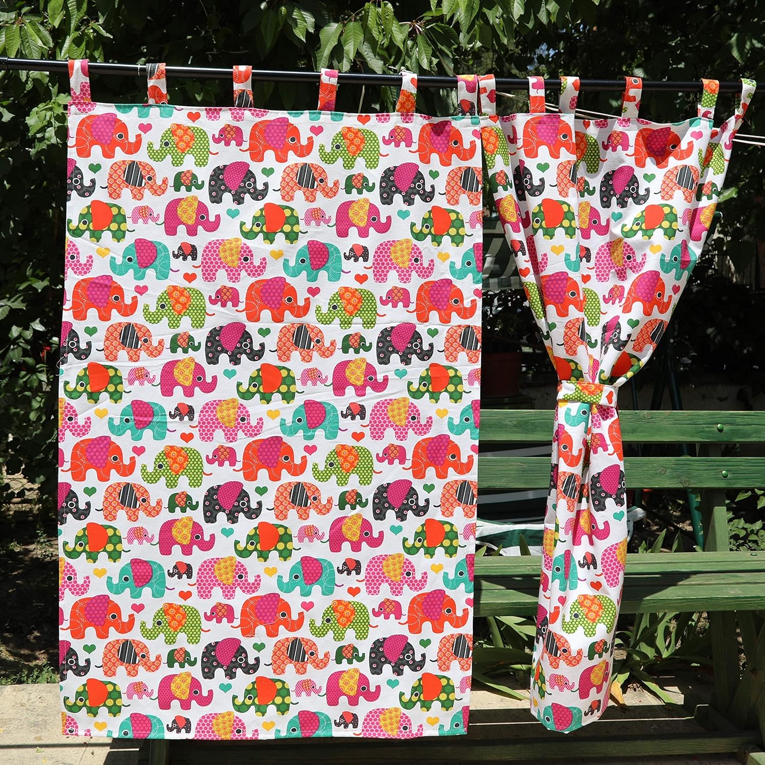 Pink Elephant Curtains Elephant Nursery Decor Set of 2