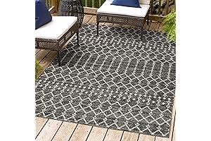 Black and Gray Boho Gray 8x10 Rug: JONATHAN Y Ourika Moroccan Geometric Weave
