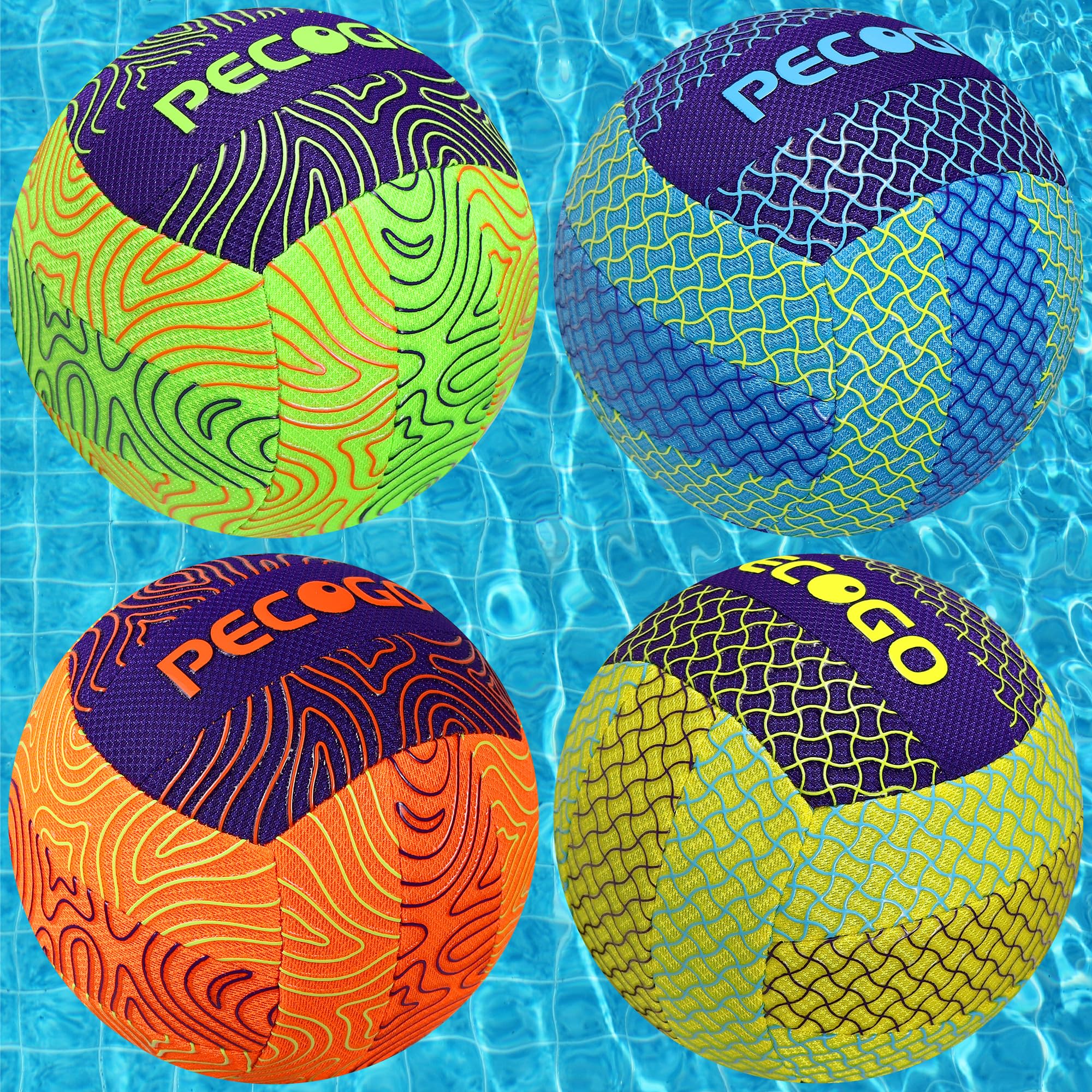 Wasserdichter Volleyball, Größe 5, perfekt für Poolspiele, Strandvolleyball und Indoor-Außenpool für Anfänger, Jugendliche, Erwachsene (4 Packungen mit Pumpe)