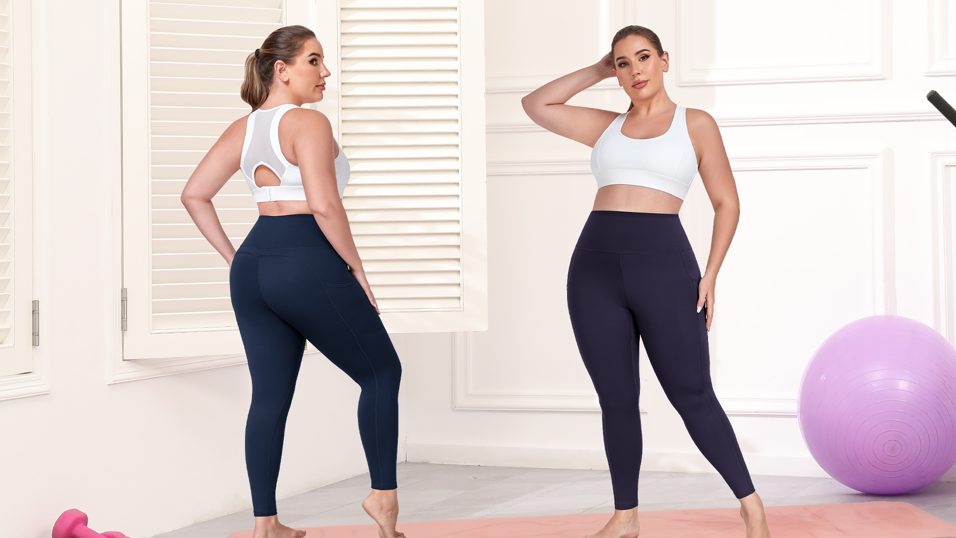 MEJING Plus Size Leggings for Women Pockets Yoga Pants Tummy