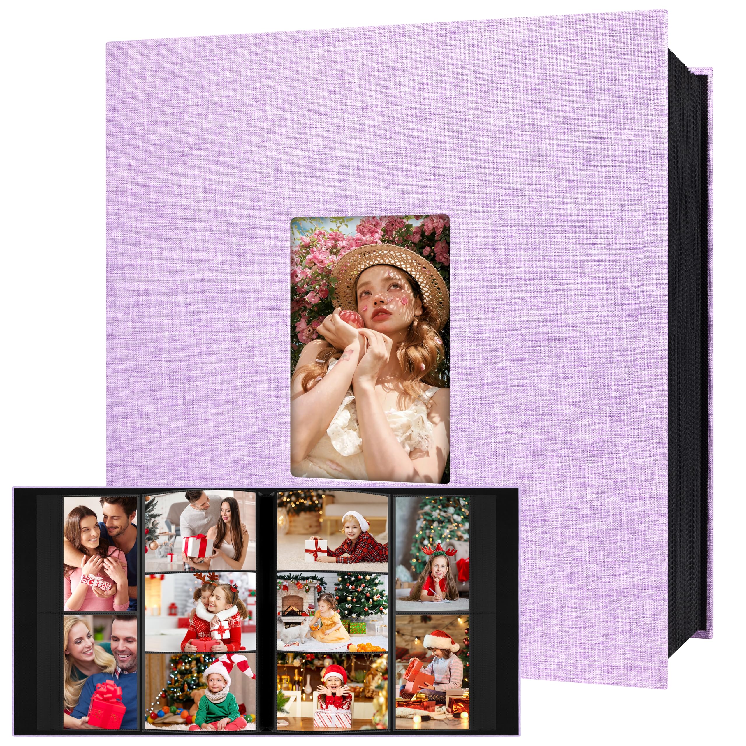 Álbum de fotos 4x6 de lino libre de ácido con hojas protectoras de alta calidad