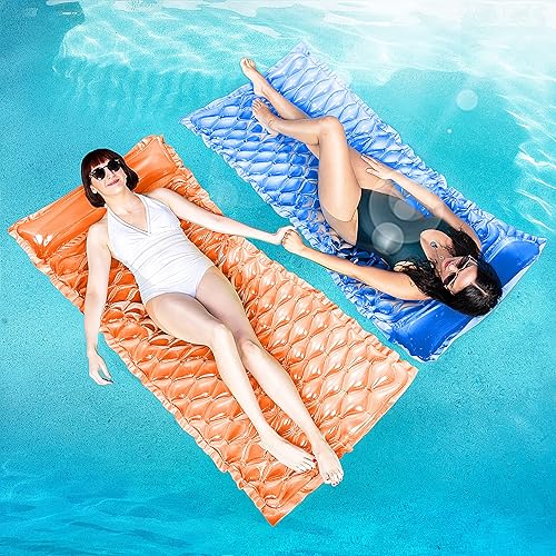 Miniatura 9 de Sloosh Pocket Inflatable Floating Mat Swimming Pool Mattress Pool Mat Float Raft Lounge 2 Pieces