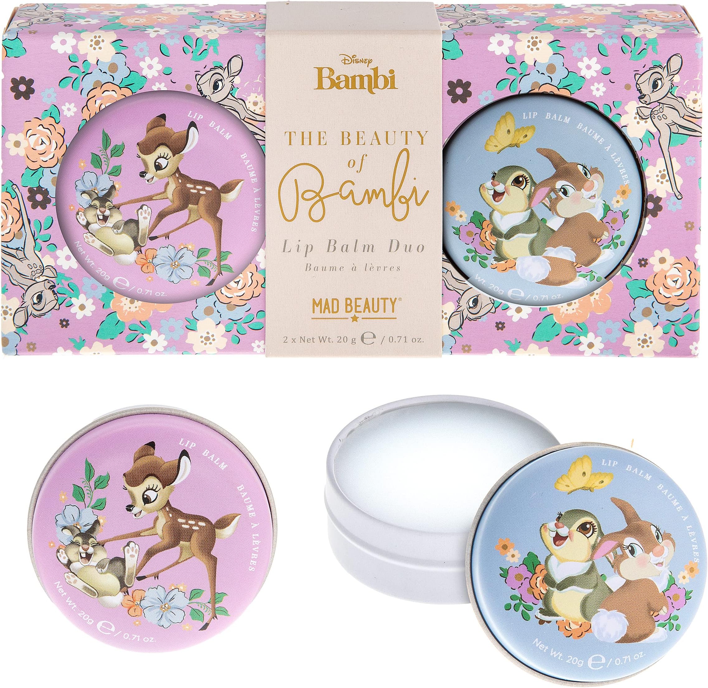 Disney Beauty of Bambi Lip Balm Duo | Cruelty-Free Cosmetics | Strawberry & Vanilla Scented | Skincare Gifts for Women, Adults, and Kids