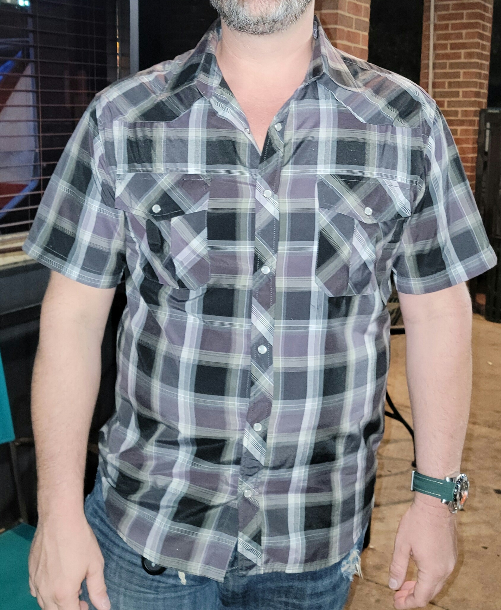 COEVALS CLUB Men's Western Cowboy Short Sleeve Pearl Snap Casual Plaid Work Shirts photo review