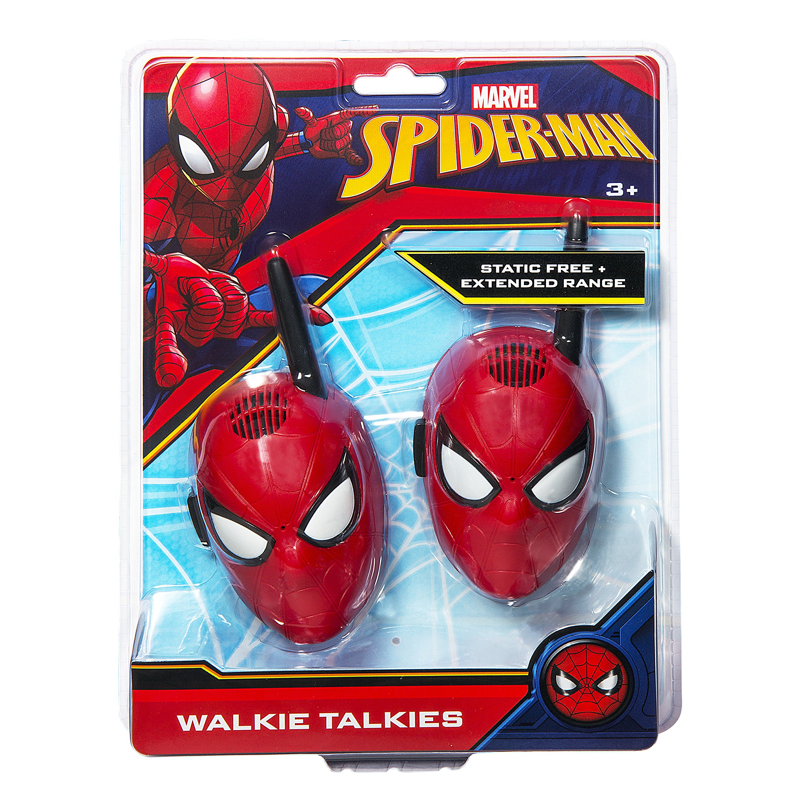 EKids Spiderman krótkofalówki dla dzieci, 2-kierunkowe radio dalekiego zasięgu z grafiką postaci i stylizacją, ręczne krótkofalówki dla dzieci, na zewnątrz, do wewnątrz, przygoda, gra, czerwone
