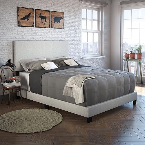 Miniatura 36 de Boyd Sleep Milan - Marco de cama de lino negro con plataforma totalmente tapizada con cabecero ajustable, base o somier calificado para su uso Negro