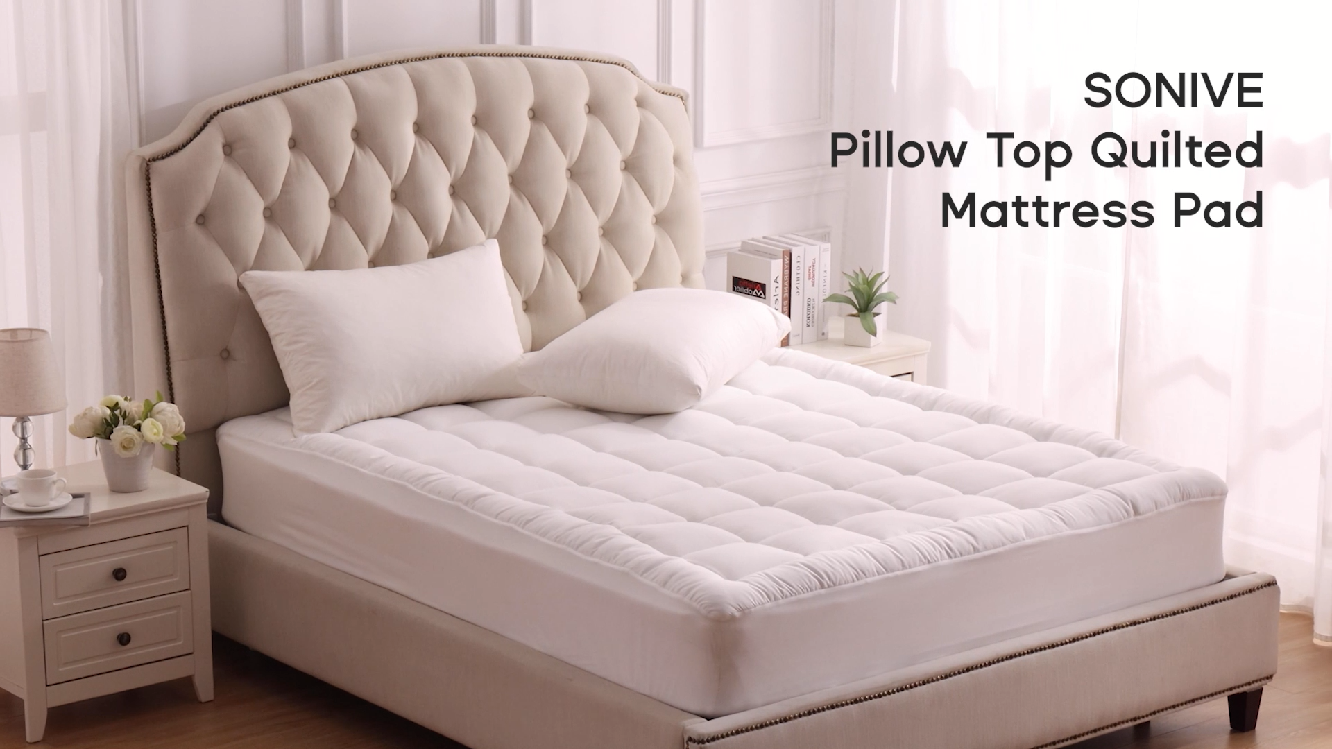 SONIVE Fluffy Mattress Topper - Breathable Down Alternative, 3-Zone Support, Fits Mattresses Up To 21" Deep (California King) - View #8