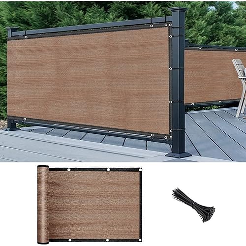 5' x 10' 90% Fence Privacy Screen 170GSM Mocha/Black Fence Covering Heavy Duty Privacy with Grommets 90% Mesh Tarp Sun Screens for Patio,Garden, Backyard,Outdoor