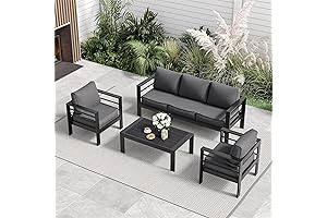 6-Piece Aluminum Patio Furniture Set with Waterproof Covers