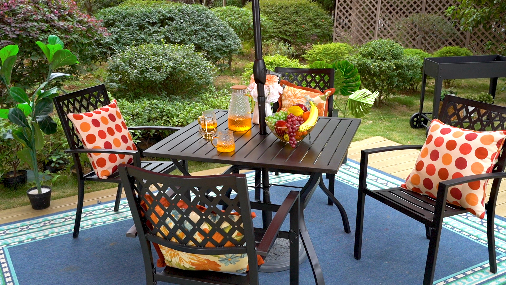 Amazon.com: PHI VILLA 5 Pieces Patio Dining Set for 4, Outdoor 37