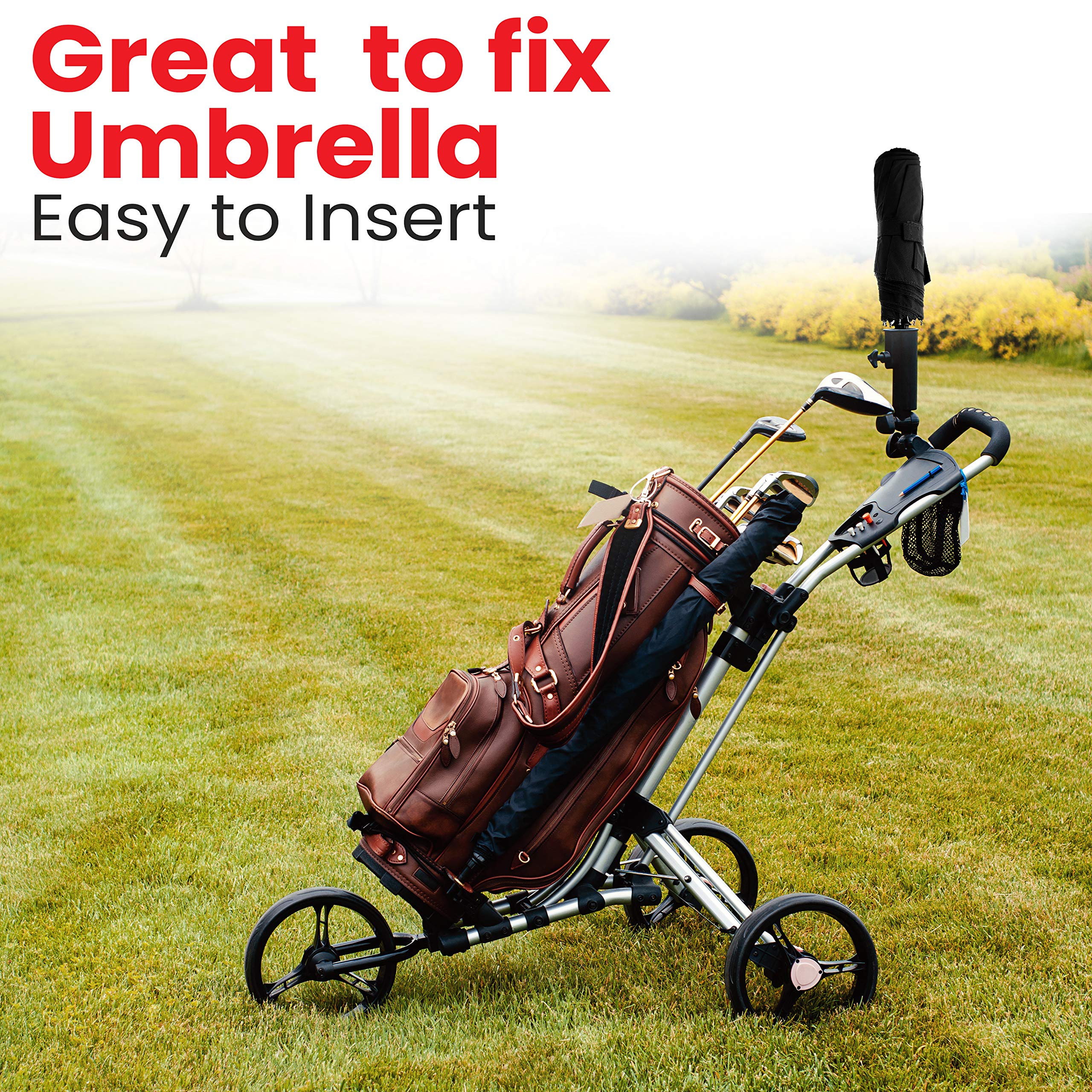 ANGGREK Golf Umbrella Holder, Adjustable Golf Trolley Umbrella Stand For Golf Push Cart Handles