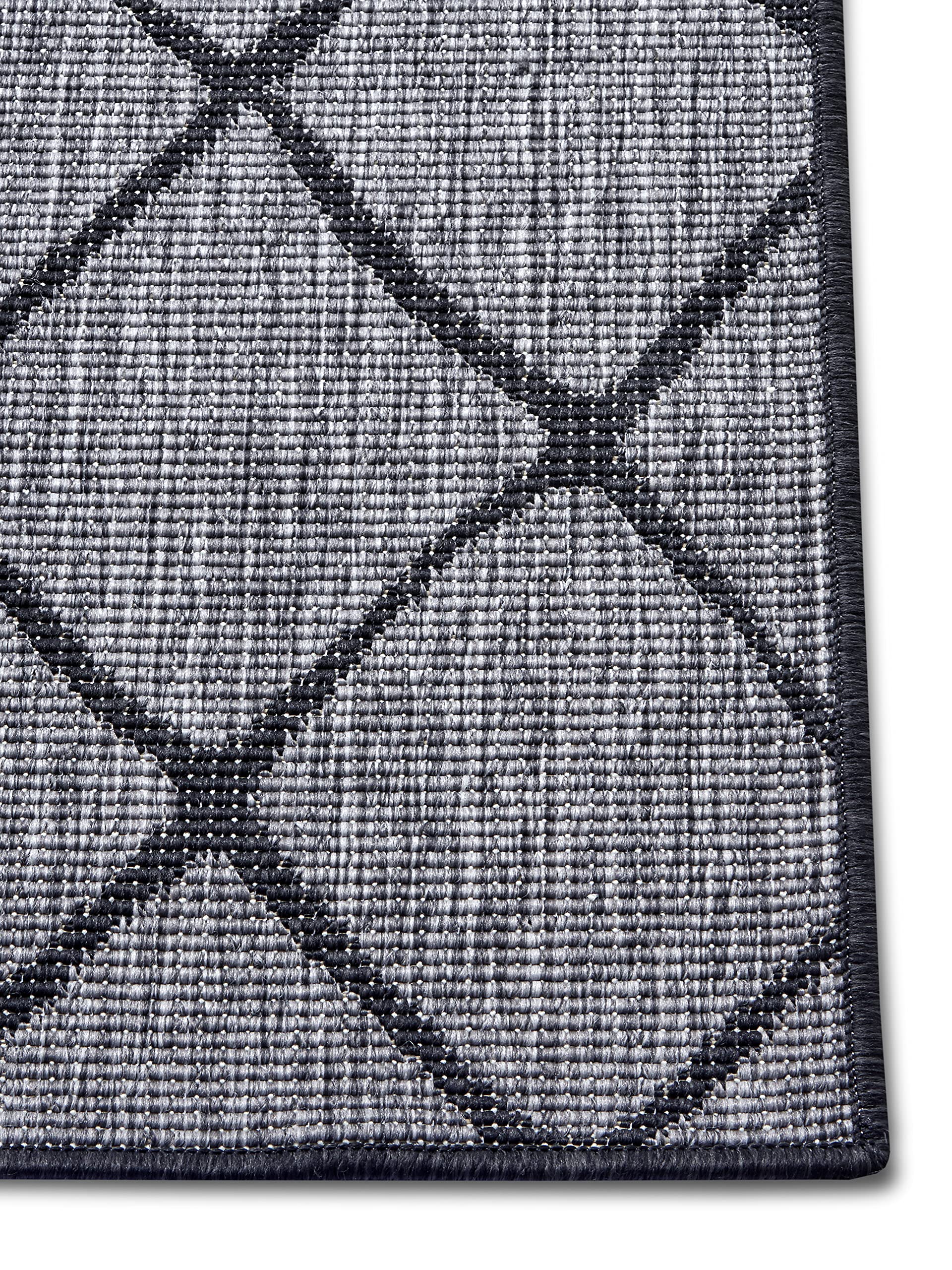 NORTHRUGS In- und Outdoor Teppich Malaga 120x170cm - Wendeteppich Wetterfest Modernes Geometrisches Muster für Balkon Terrasse Garten Wintergarten Küche Wohnzimmerteppich Wasserfest in Night Silver