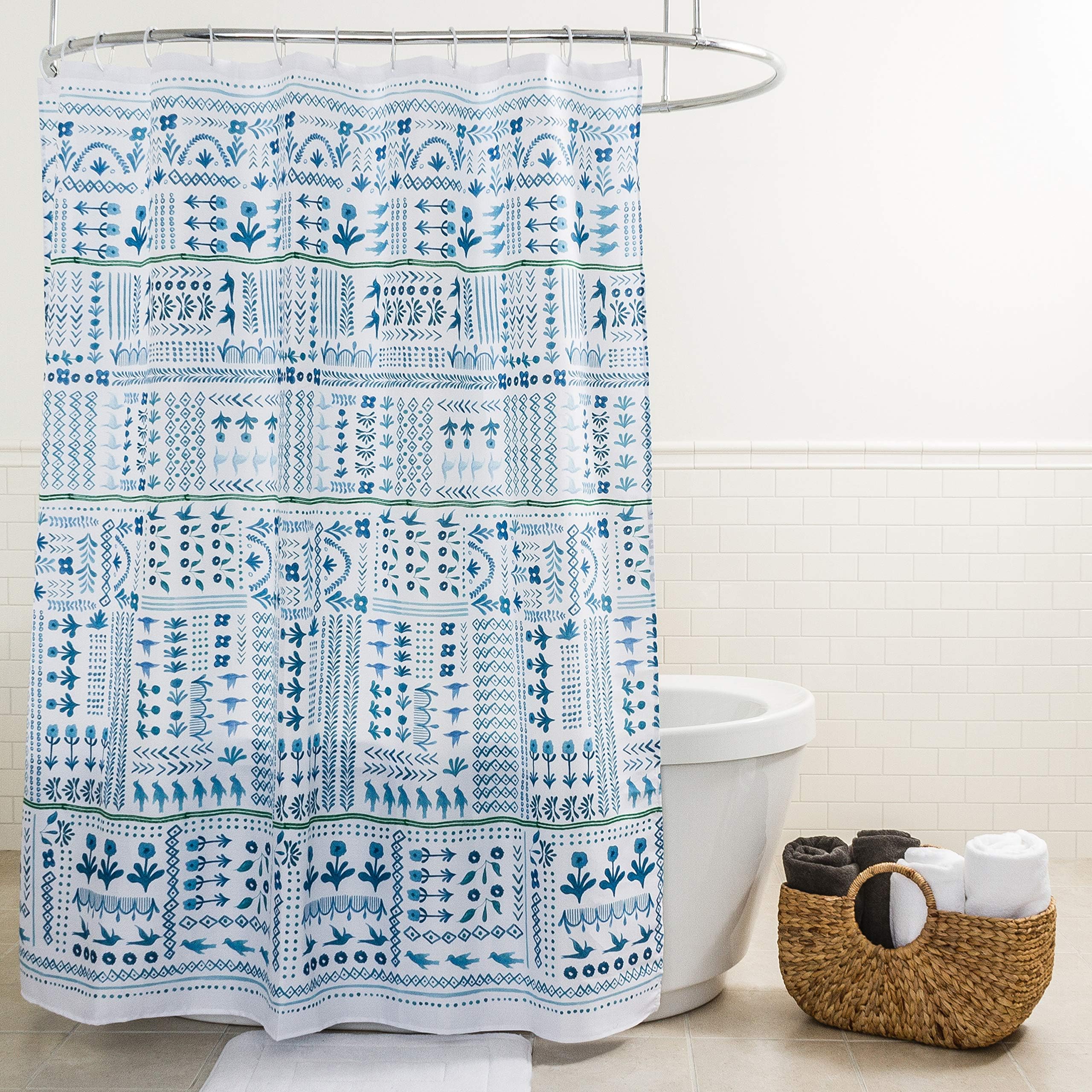 Splash Home Taxoco Gep Polyester Fabric Shower Curtain for Bathroom Showers and Bathtubs, 70" x 72", Blue